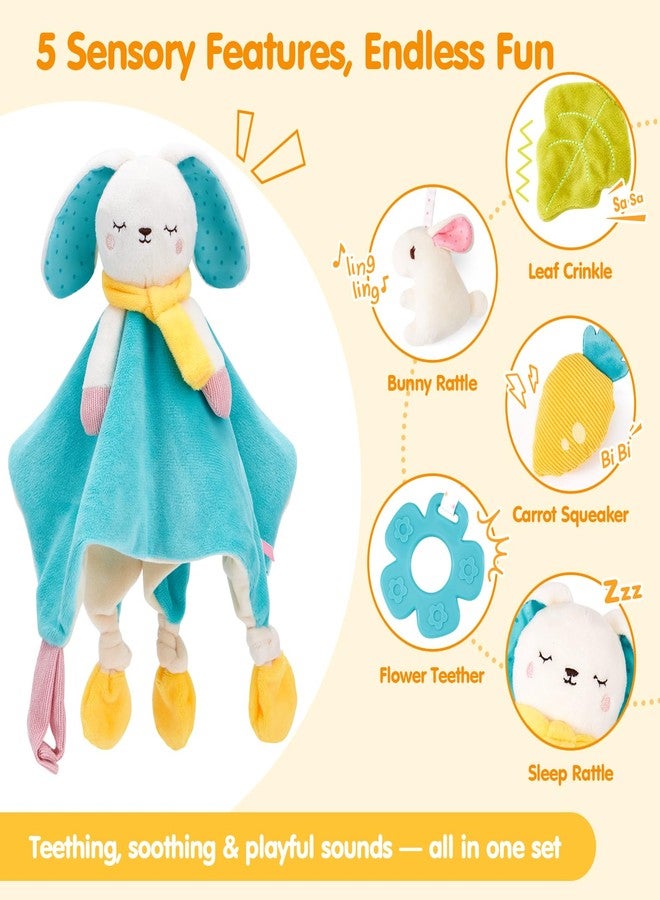 هاهالاند بطانية أمان للأطفال من هاهالاند، لعبة حسية معلقة من القطيفة مع عضاضة، خشخيشة وصوت خشخشة للأطفال من عمر 0-3-6-12 شهرًا، طقم عيد الميلاد للأولاد والبنات للعب والتدفئة - Image 4